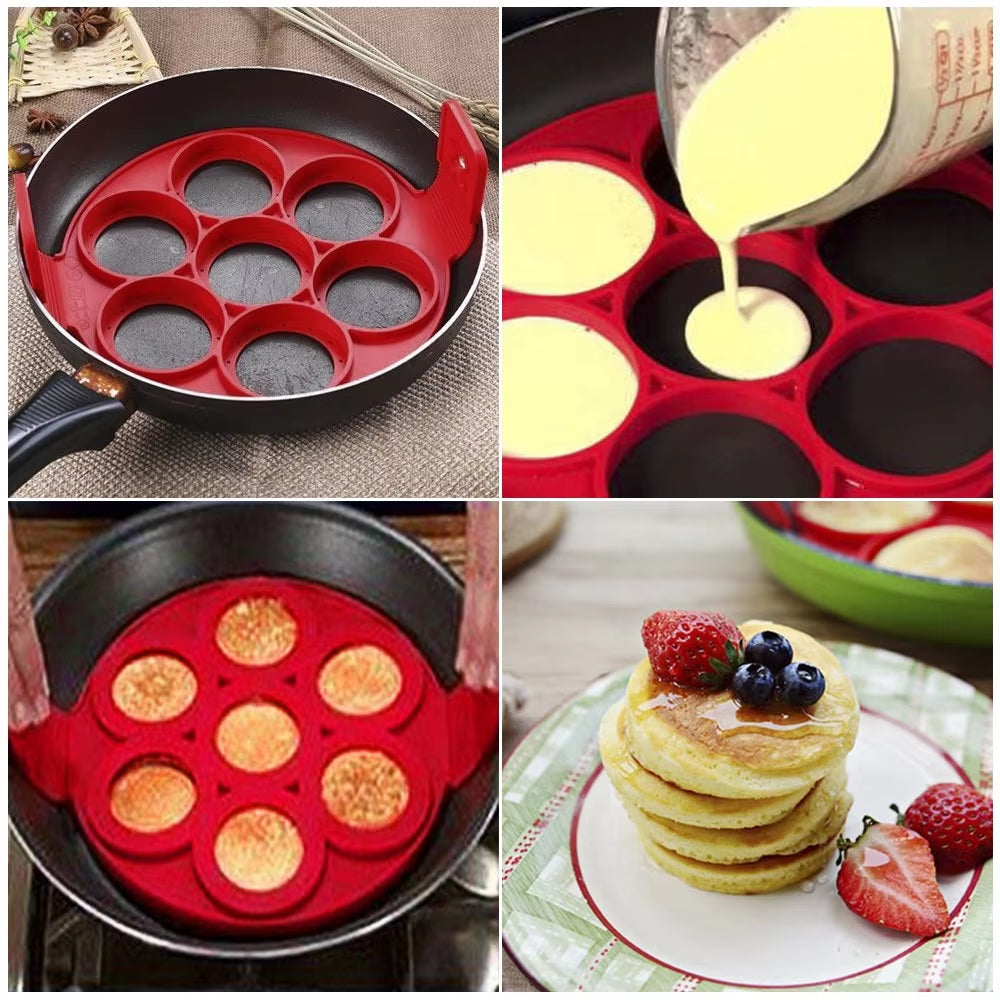 Egg Pancake Ring Non-Stick Pancake Machine Mold Silicone Egg Frying Pan Forming Machine Omelet Mold Kitchen Baking Accessories